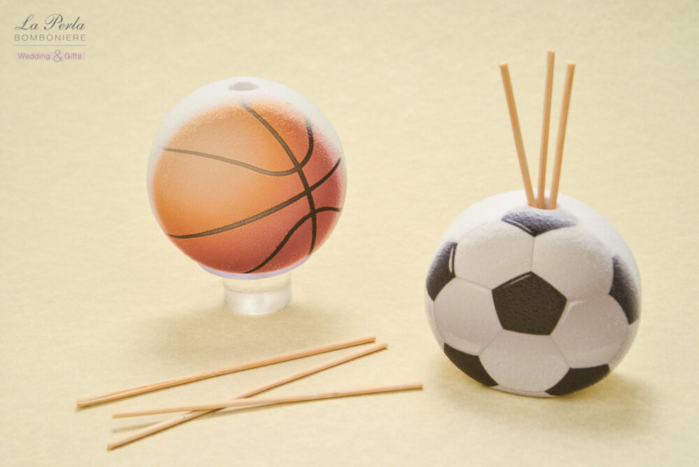 Profumatore a forma di pallone da Basket e da Calcio, in polvere di marmo di Carrara ricomposto, made in Italy.